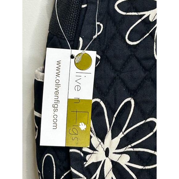 Olive n Figs Black Floral Quilted Crossbody Bag Travel Messenger Purse - Picture 2 of 5